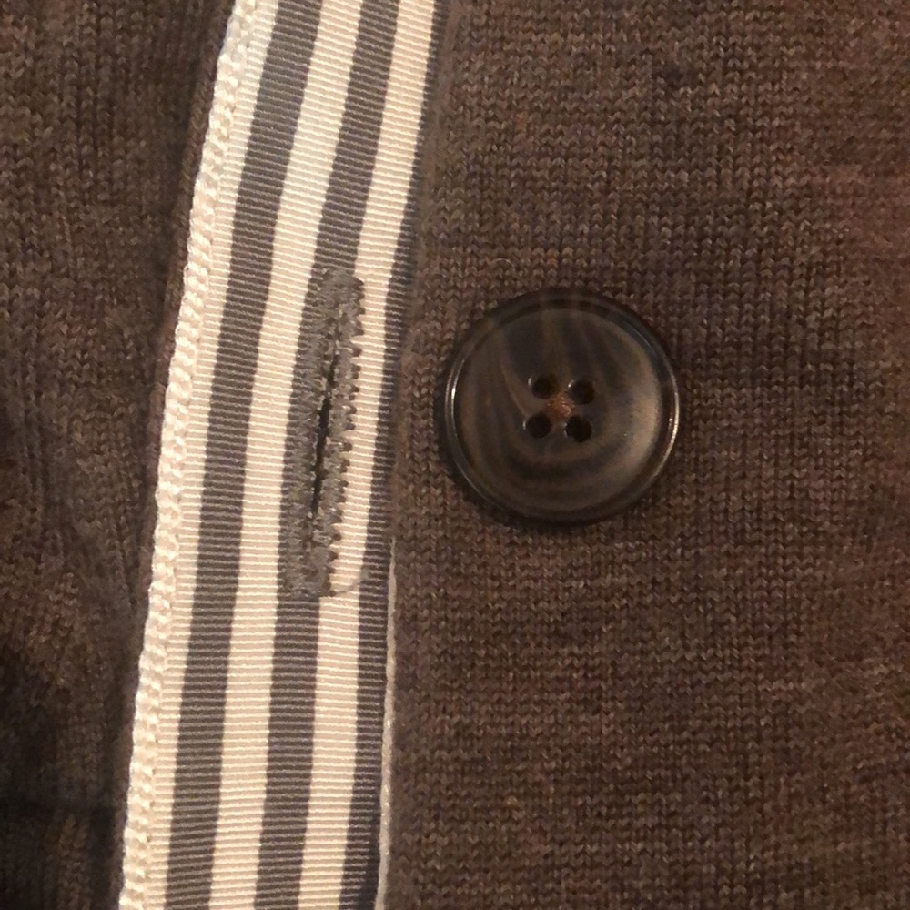 Banana Republic long sleeve merino extra fine wool cardigan in chocolate - Picture 6 of 8